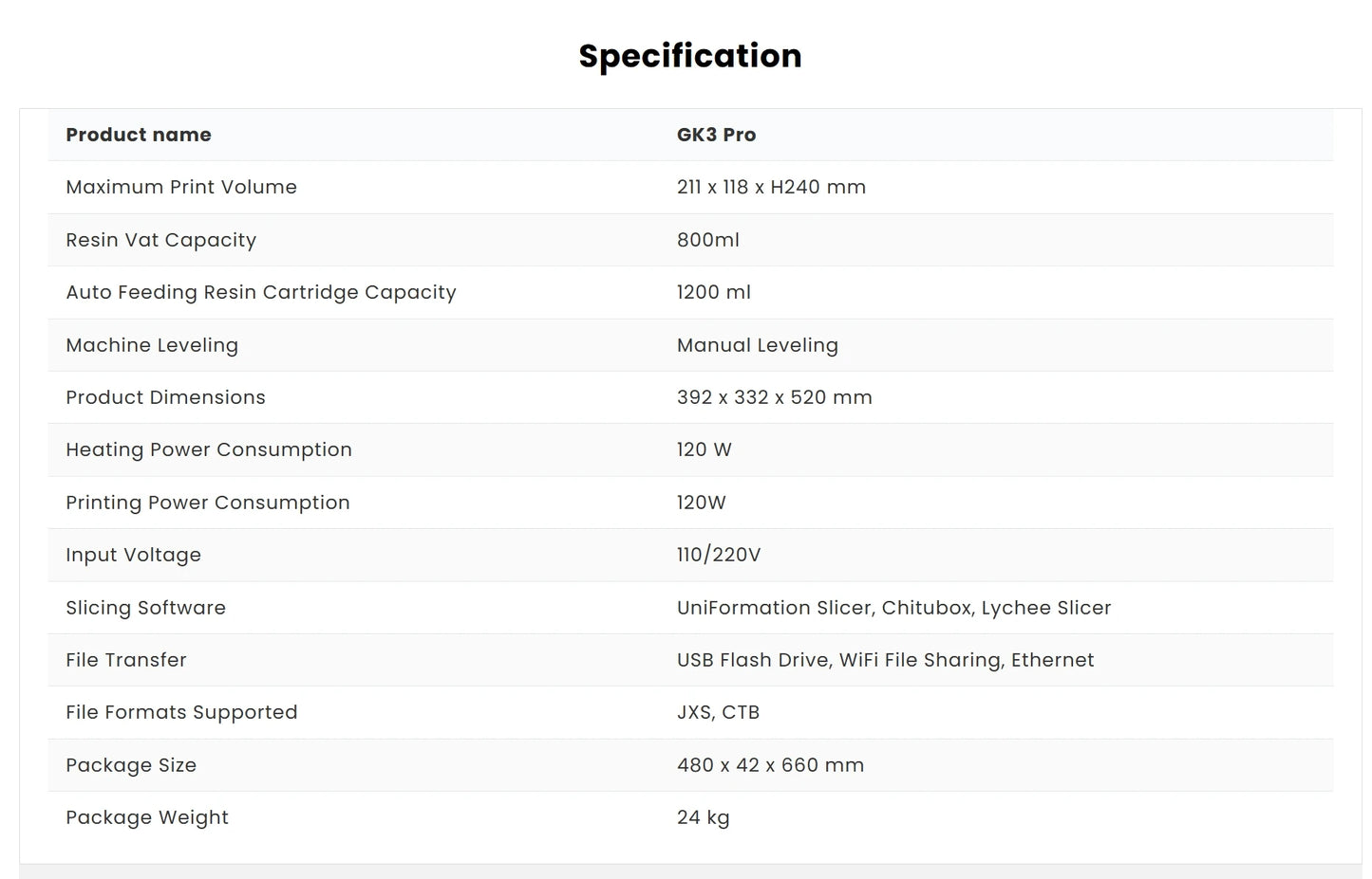 UniFormation GK3 Pro Resin LCD 3D Printer