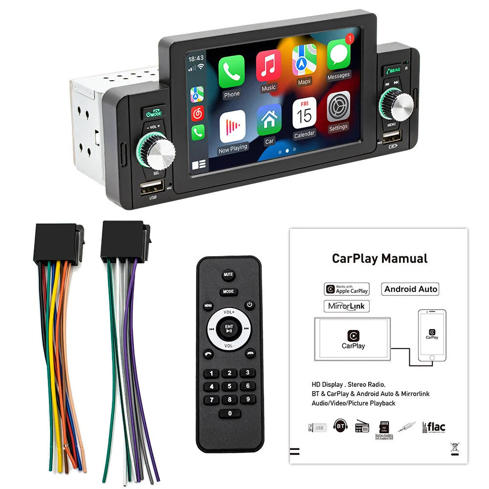 5" HD Screen 1 Android Auto + Carplay