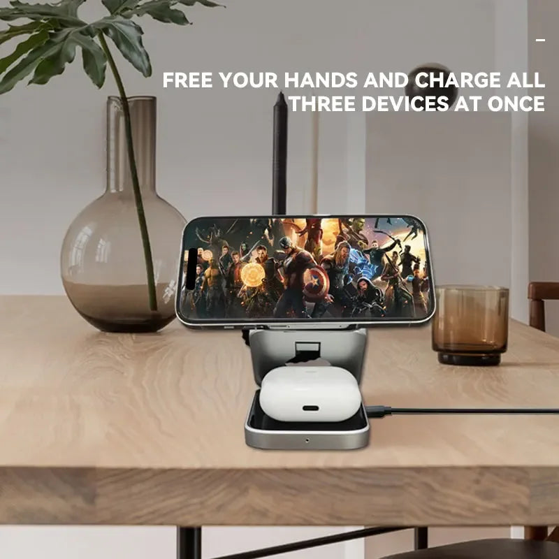 VIKEFON 3 in 1 Foldable Fast Wireless Charger