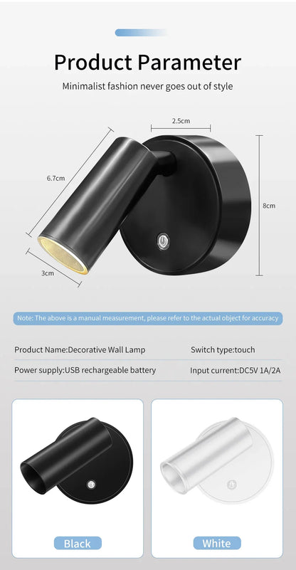 LED Wireless Spotlight Type-C Rechargeable Magnetic Wall Lamp