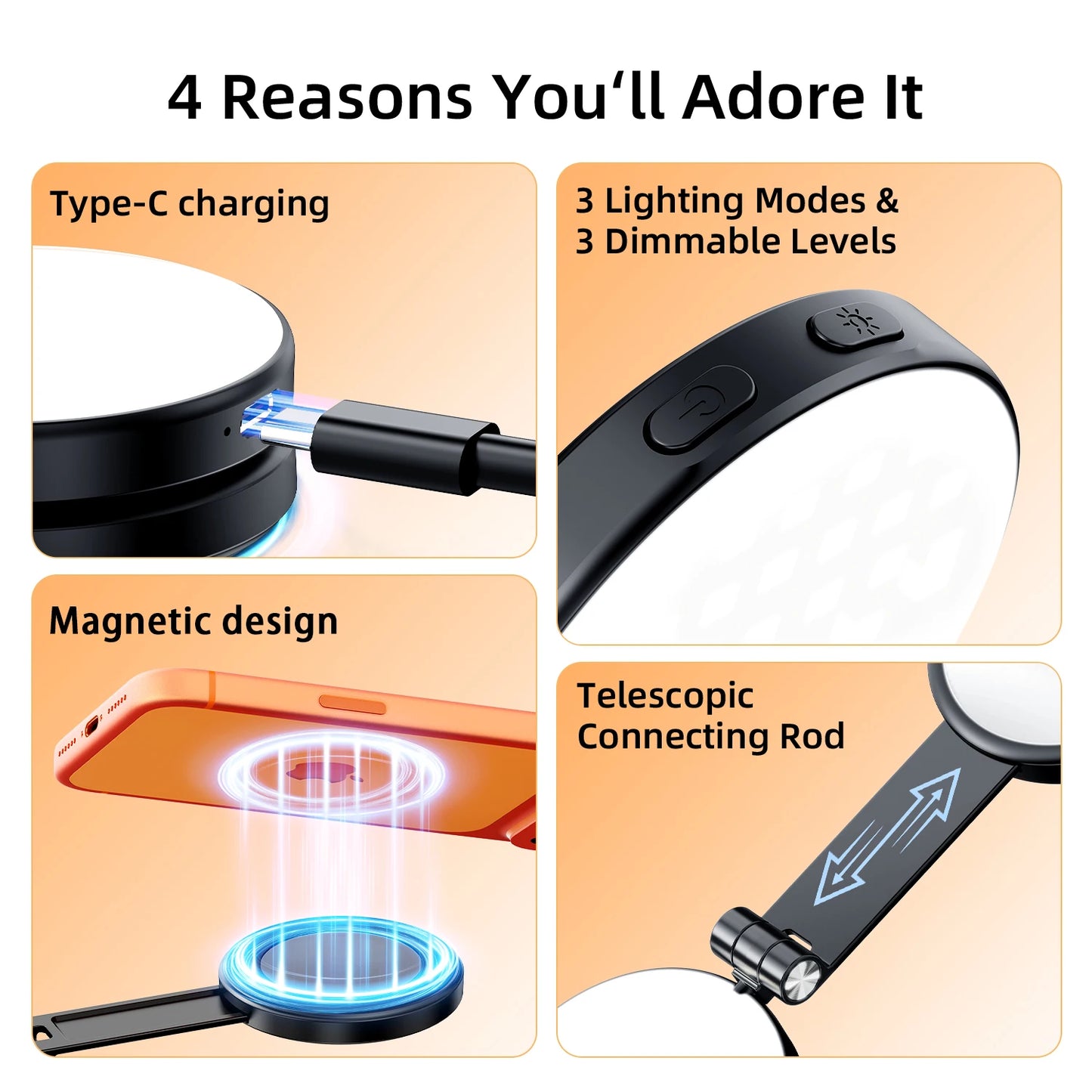 3 in 1 Magnetic Selfie Ring