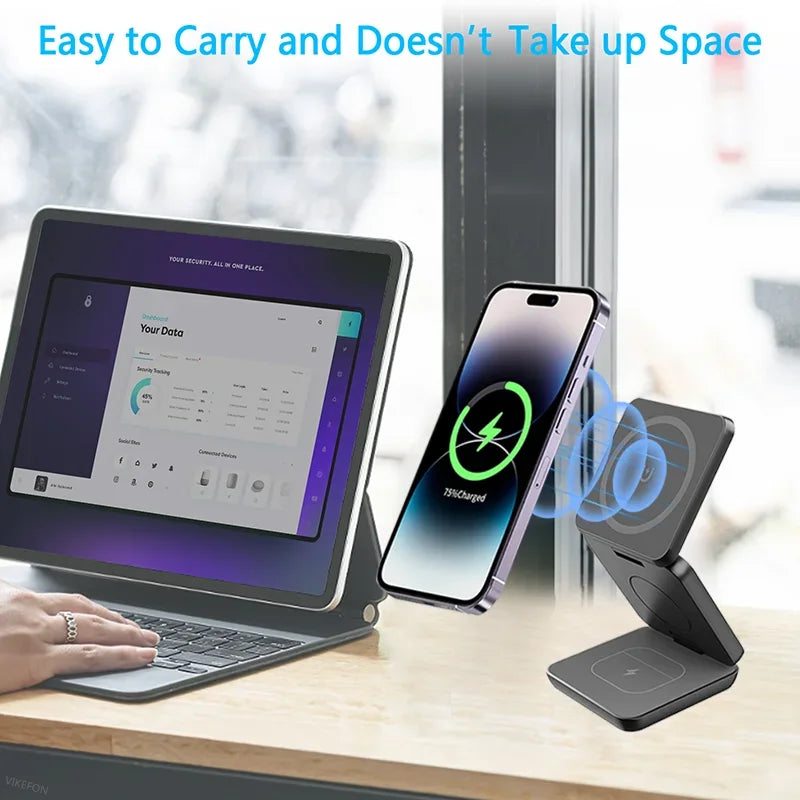 VIKEFON 3 in 1 Foldable Fast Wireless Charger