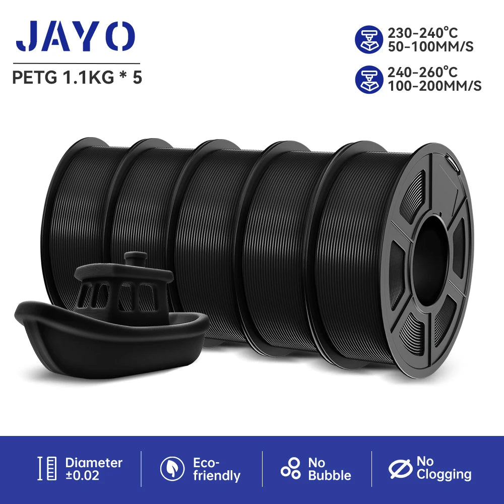 JAYO 5Rolls PLA/PLA Plus/petg/ABS/TPU/PLA meta/PLAYG/HS-PLA 3D Printer Filament 1.75mm FDM 3D Printer Materials for 3D Printer