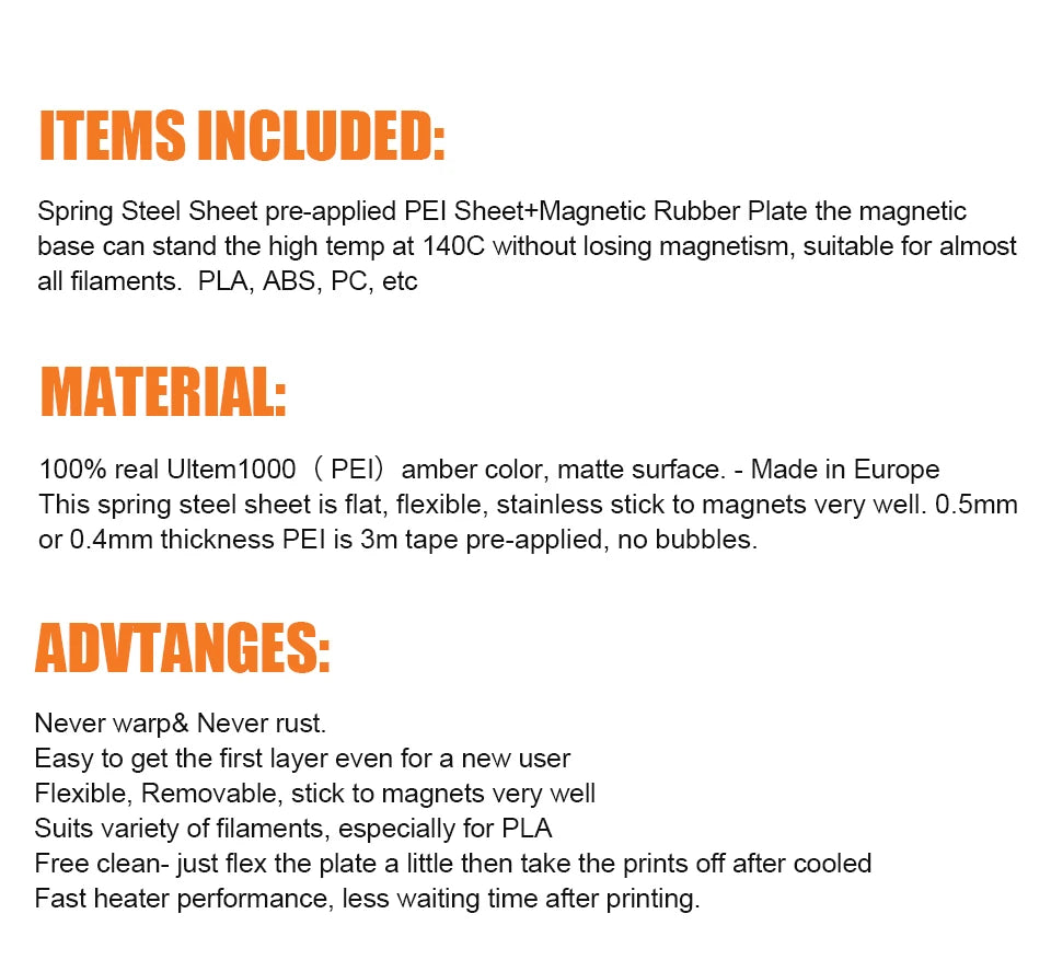 ENERGETIC New Upgrade PEI Spring Steel Sheet Removal PEI Flex Plate Magnetic Base 220/235/310mm For Ender-3 3D Printer Hot Bed