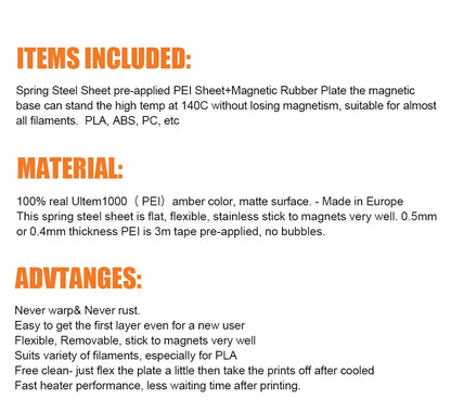 ENERGETIC New Upgrade PEI Spring Steel Sheet Removal PEI Flex Plate Magnetic Base 220/235/310mm For Ender-3 3D Printer Hot Bed
