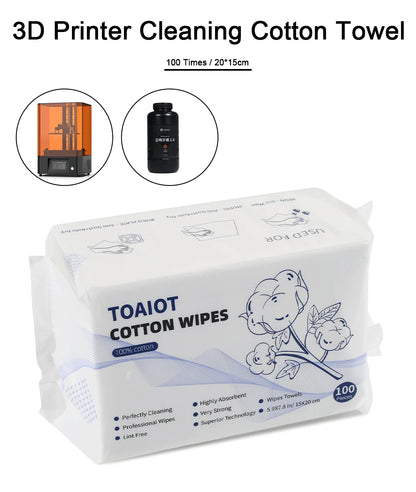 Light Curing Cleaning Cotton Wipes Cleaning Tool 100%Cotton Super Absorbent Lint Free for Anycubi Elego UV Resin 3D Printer Part