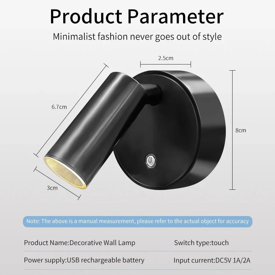 LED Wireless Spotlight Type-C Rechargeable Magnetic Wall Lamp