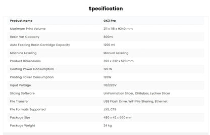 UniFormation GK3 Pro Resin LCD 3D Printer