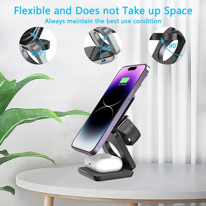 VIKEFON 3 in 1 Foldable Fast Wireless Charger