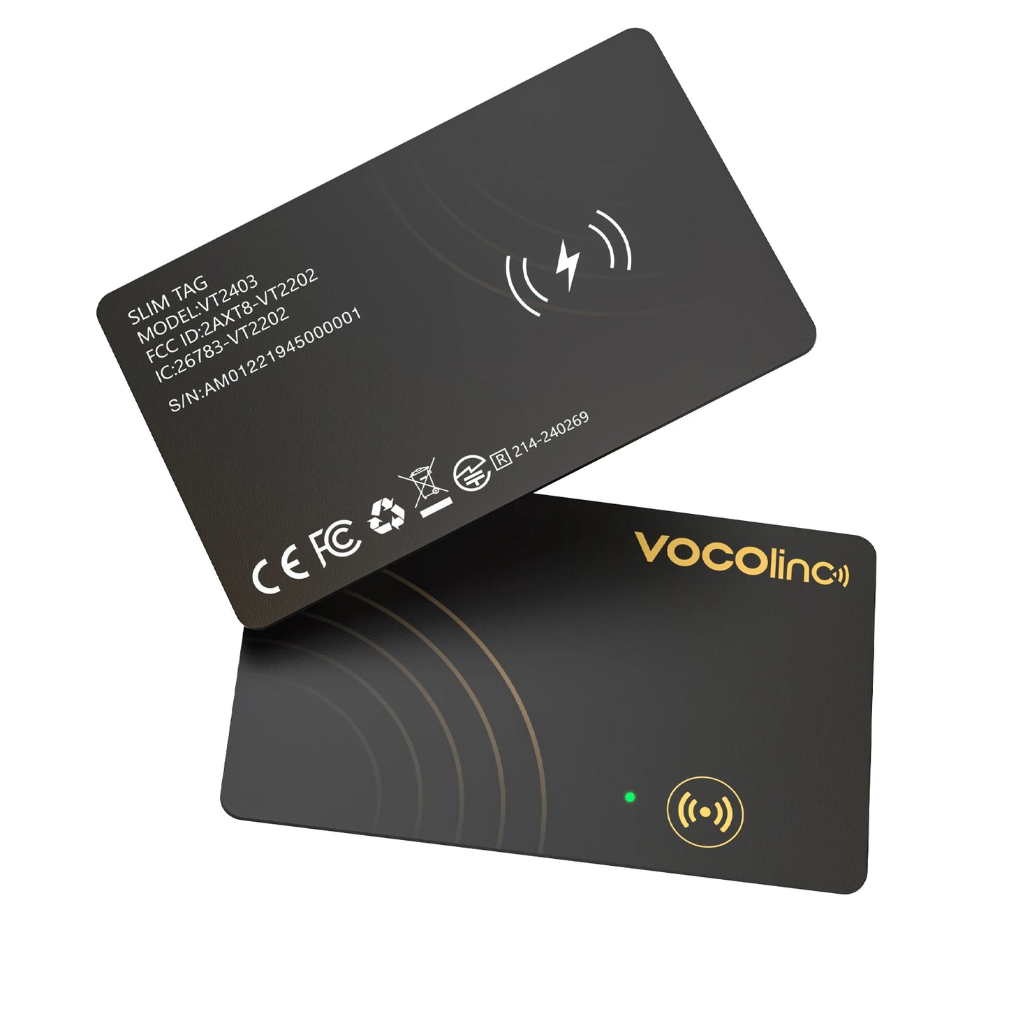VOCOlinc Beursie Opsporing Kaartetiket, Motoropspoorder, Itemsoeker, Gebruik met Soek My (Slegs iOS)