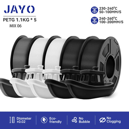 JAYO 5Rolls PLA/PLA Plus/petg/ABS/TPU/PLA meta/PLAYG/HS-PLA 3D Printer Filament 1.75mm FDM 3D Printer Materials for 3D Printer