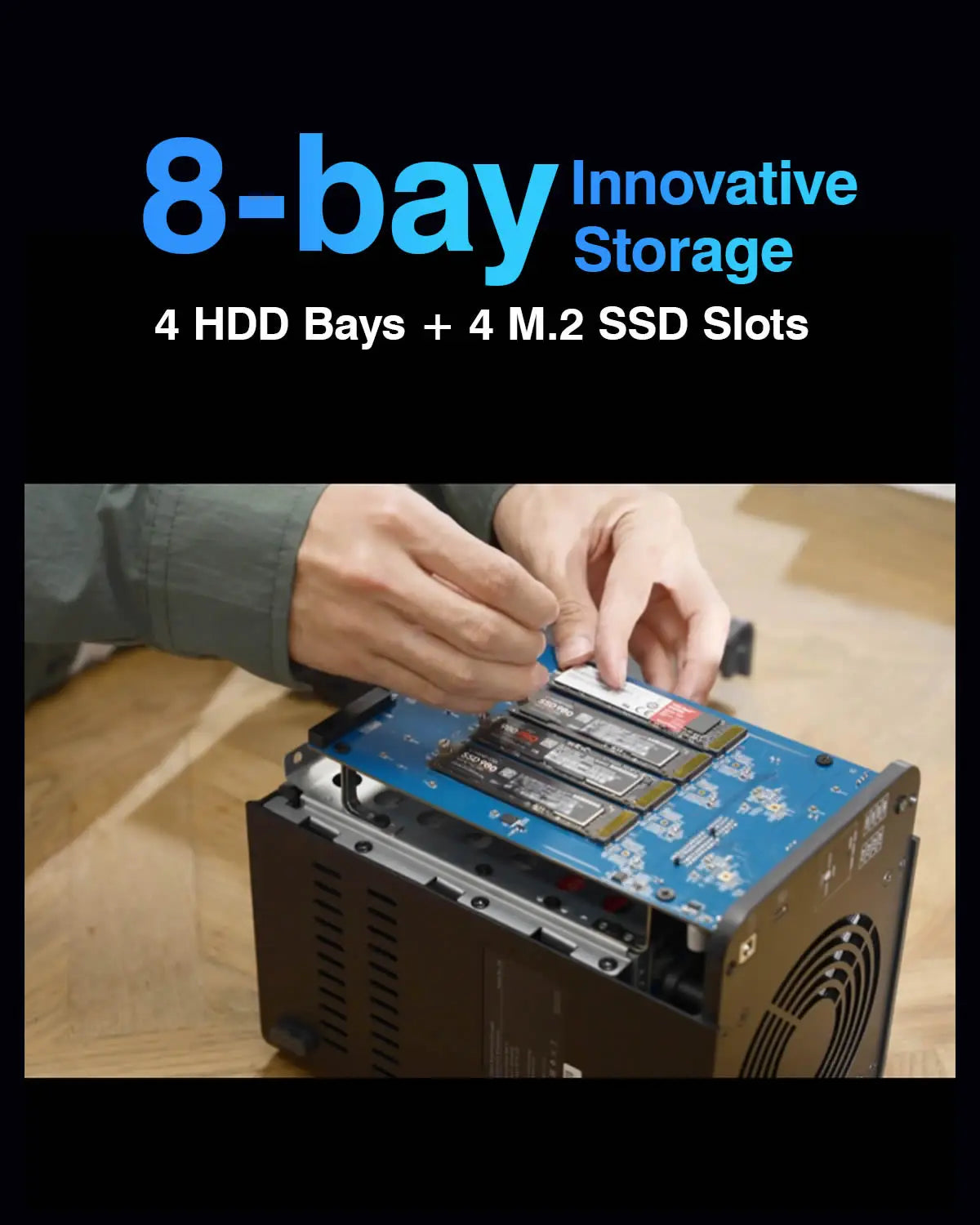 TERRAMASTER D8 Hybrid 8-Bay Hybrid RAlD Enclosure USB 3.2 Gen 2 10Gbps Type C Storage Supports RAID 0/1/Single/JBOD（Diskless）