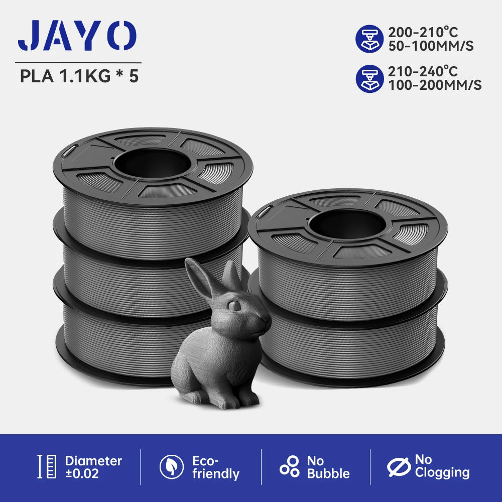 JAYO 5Rolls PLA/PLA Plus/petg/ABS/TPU/PLA meta/PLAYG/HS-PLA 3D Printer Filament 1.75mm FDM 3D Printer Materials for 3D Printer