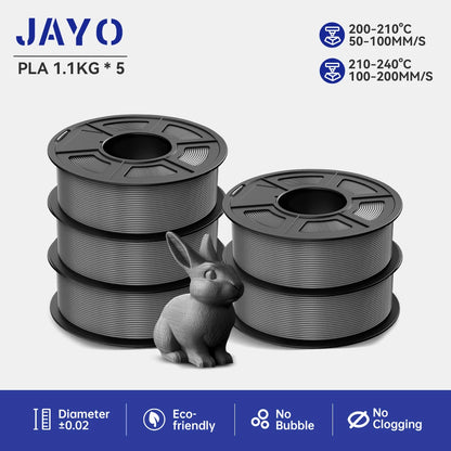 JAYO 5Rolls PLA/PLA Plus/petg/ABS/TPU/PLA meta/PLAYG/HS-PLA 3D Printer Filament 1.75mm FDM 3D Printer Materials for 3D Printer