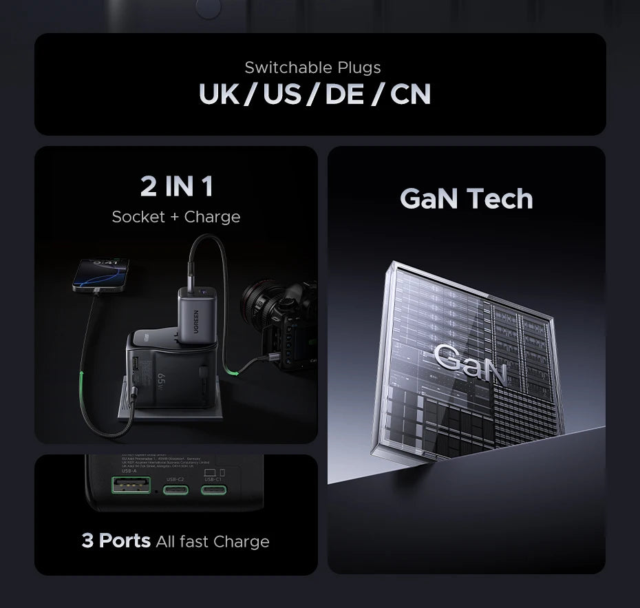 UGREEN 65W Universal Travel Adapter