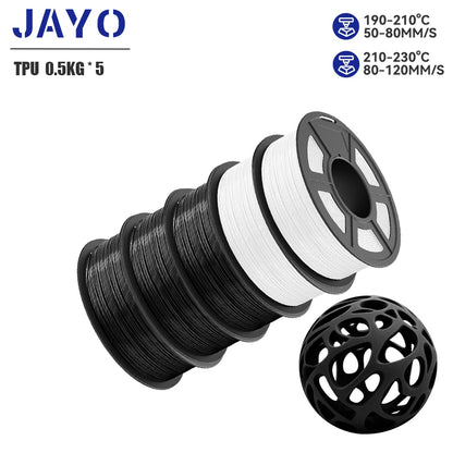 JAYO 5Rolls PLA/PLA Plus/petg/ABS/TPU/PLA meta/PLAYG/HS-PLA 3D Printer Filament 1.75mm FDM 3D Printer Materials for 3D Printer