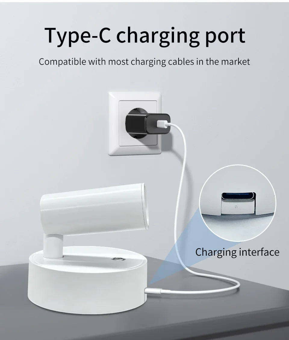 LED Wireless Spotlight Type-C Rechargeable Magnetic Wall Lamp