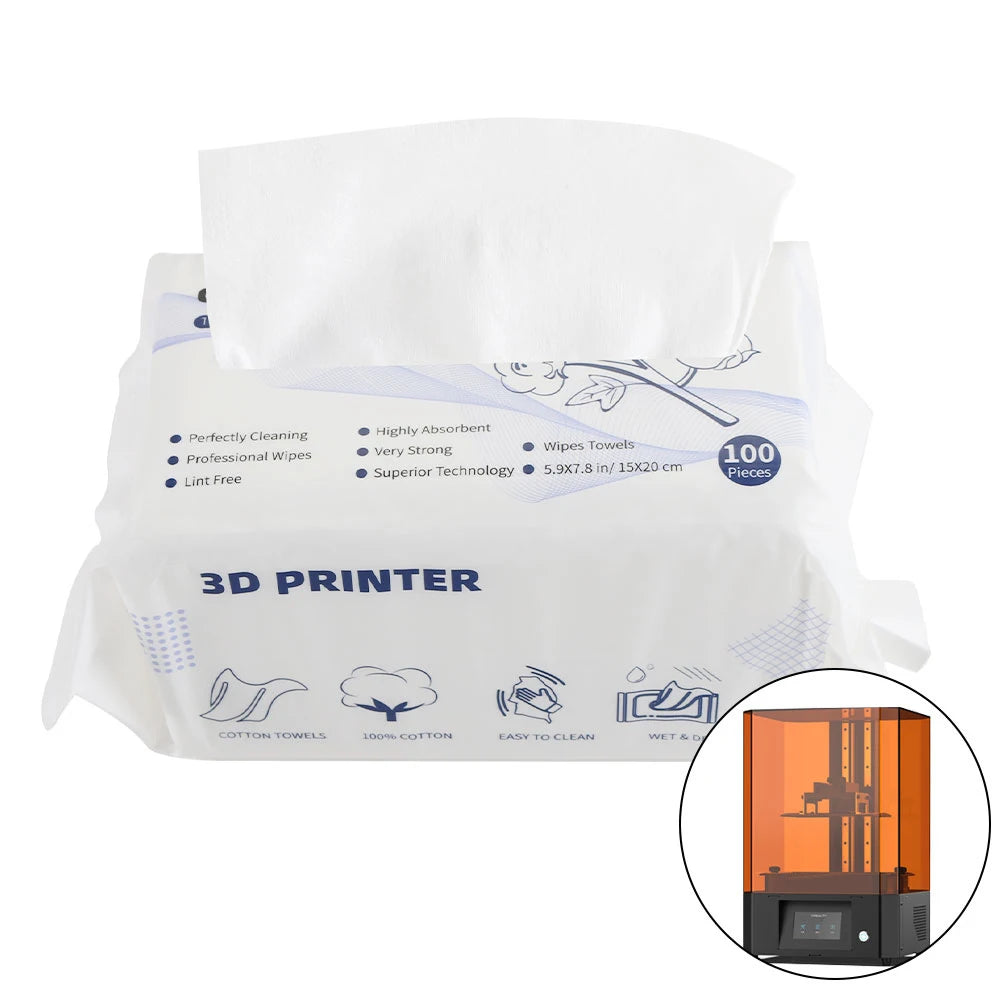 Light Curing Cleaning Cotton Wipes Cleaning Tool 100%Cotton Super Absorbent Lint Free for Anycubi Elego UV Resin 3D Printer Part