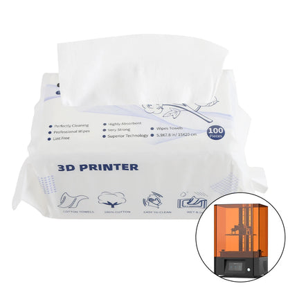 Light Curing Cleaning Cotton Wipes Cleaning Tool 100%Cotton Super Absorbent Lint Free for Anycubi Elego UV Resin 3D Printer Part