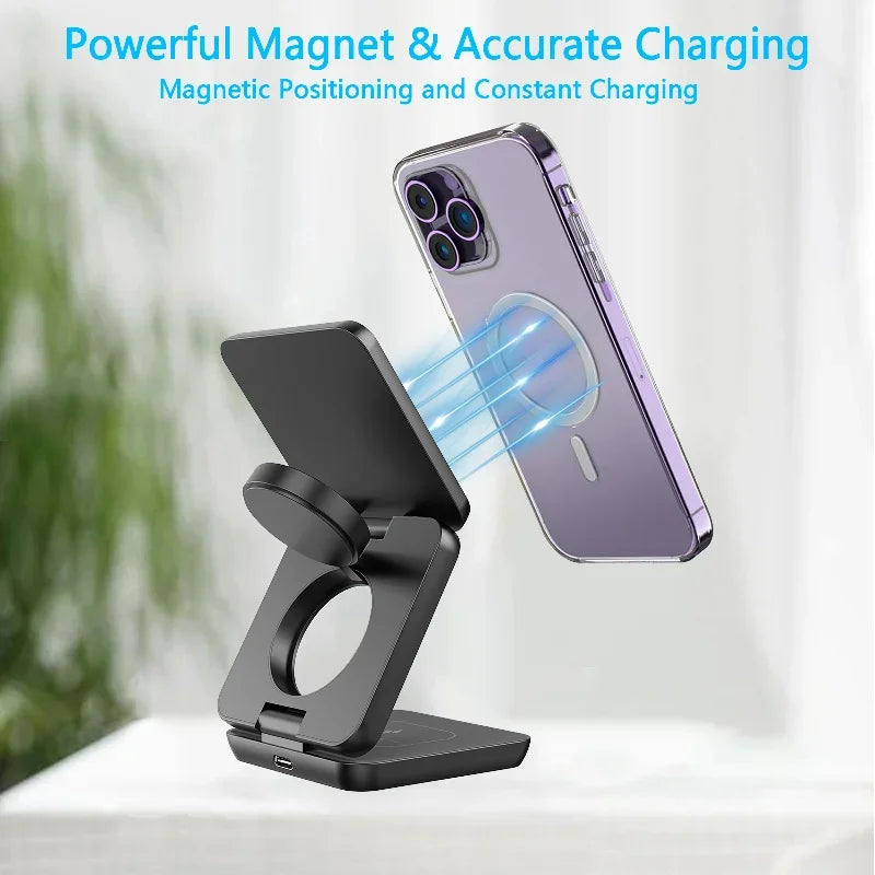 VIKEFON 3 in 1 Foldable Fast Wireless Charger