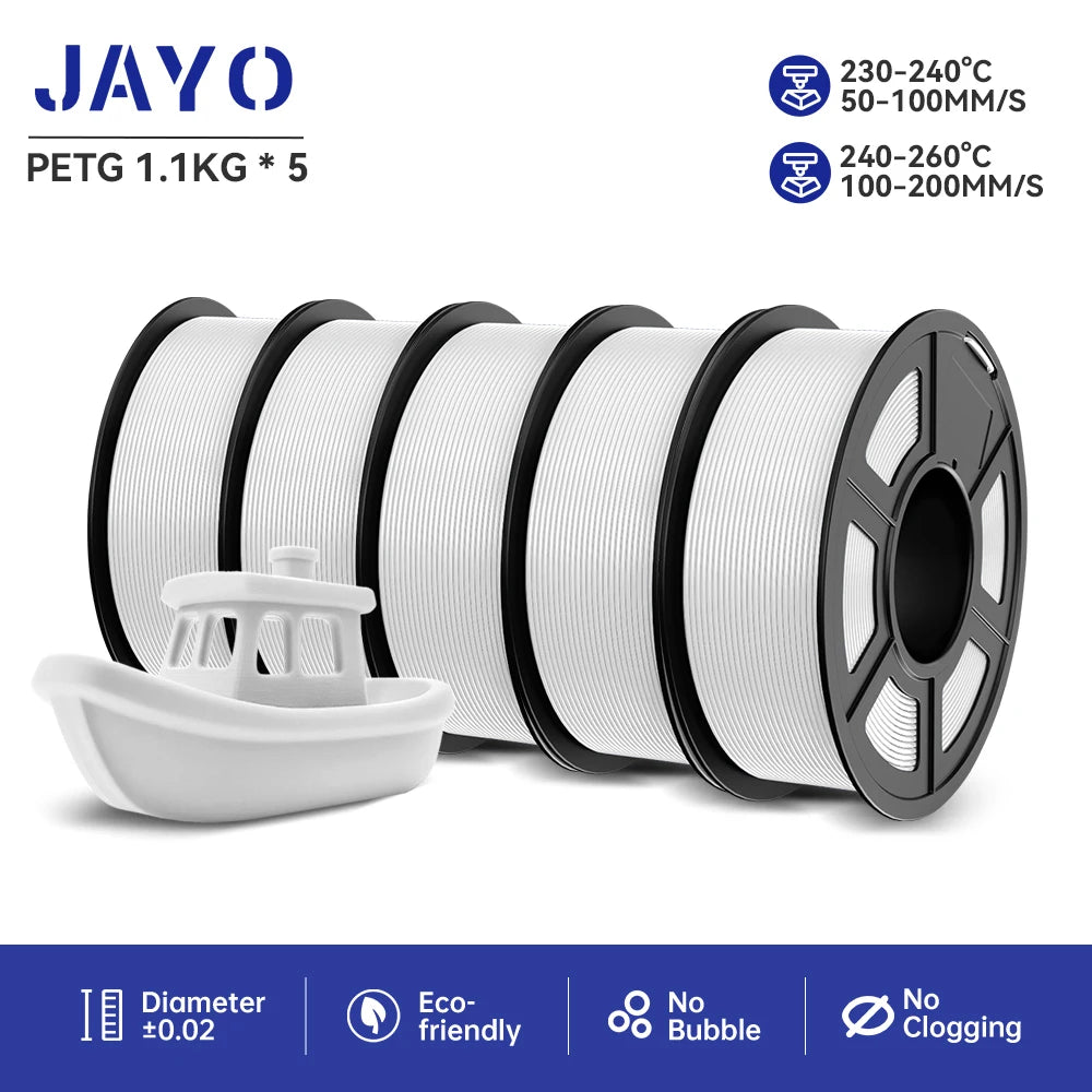JAYO 5Rolls PLA/PLA Plus/petg/ABS/TPU/PLA meta/PLAYG/HS-PLA 3D Printer Filament 1.75mm FDM 3D Printer Materials for 3D Printer