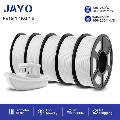 JAYO 5Rolls PLA/PLA Plus/petg/ABS/TPU/PLA meta/PLAYG/HS-PLA 3D Printer Filament 1.75mm FDM 3D Printer Materials for 3D Printer