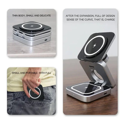 VIKEFON 3 in 1 Foldable Fast Wireless Charger