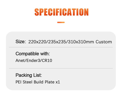 ENERGETIC New Upgrade PEI Spring Steel Sheet Removal PEI Flex Plate Magnetic Base 220/235/310mm For Ender-3 3D Printer Hot Bed