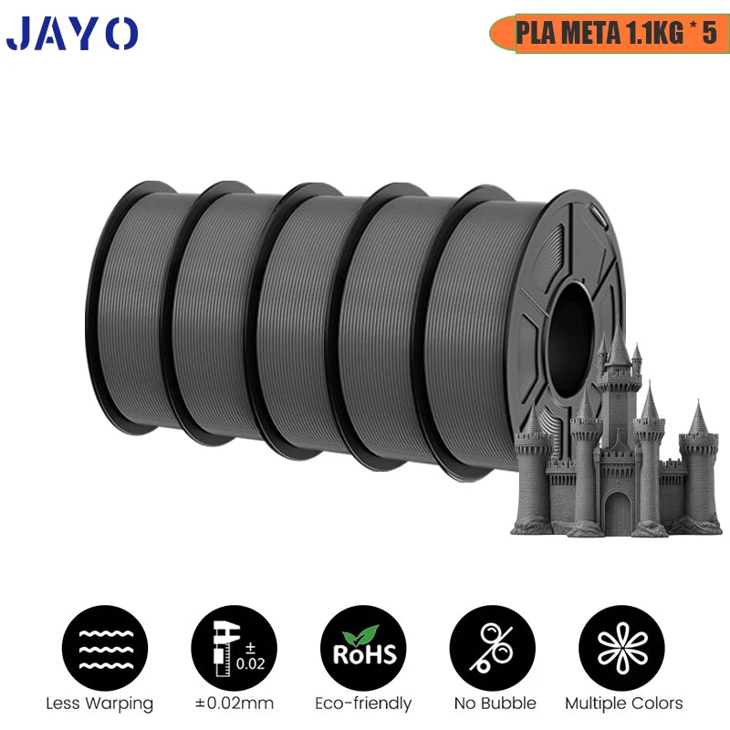 JAYO 5Rolls PLA/PLA Plus/petg/ABS/TPU/PLA meta/PLAYG/HS-PLA 3D Printer Filament 1.75mm FDM 3D Printer Materials for 3D Printer