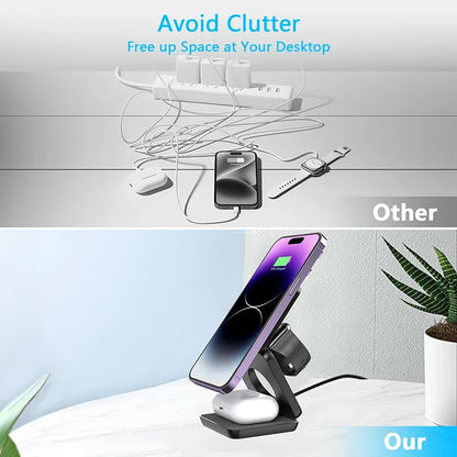 VIKEFON 3 in 1 Foldable Fast Wireless Charger