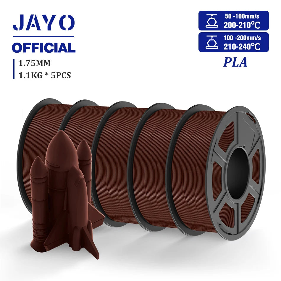 JAYO PLA Filament 1.75MM 5 Rolls/set 3D Printer Filament PLA For FDM 3D Printers Neatly Wound 3D Printing Filament Macaron Color