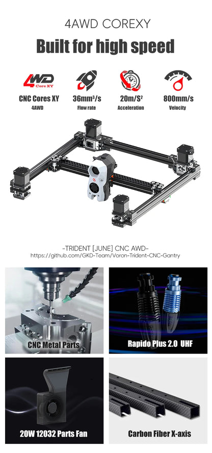 Voron Trident SIBOOR CNC Metal Structure 4AWD CoreXY 3D Printer
