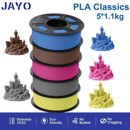 JAYO 5Rolls PLA/PLA Plus/petg/ABS/TPU/PLA meta/PLAYG/HS-PLA 3D Printer Filament 1.75mm FDM 3D Printer Materials for 3D Printer