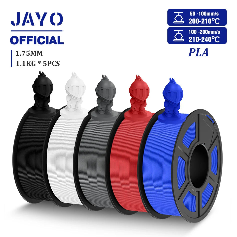 JAYO PLA Filament 1.75MM 5 Rolls/set 3D Printer Filament PLA For FDM 3D Printers Neatly Wound 3D Printing Filament Macaron Color