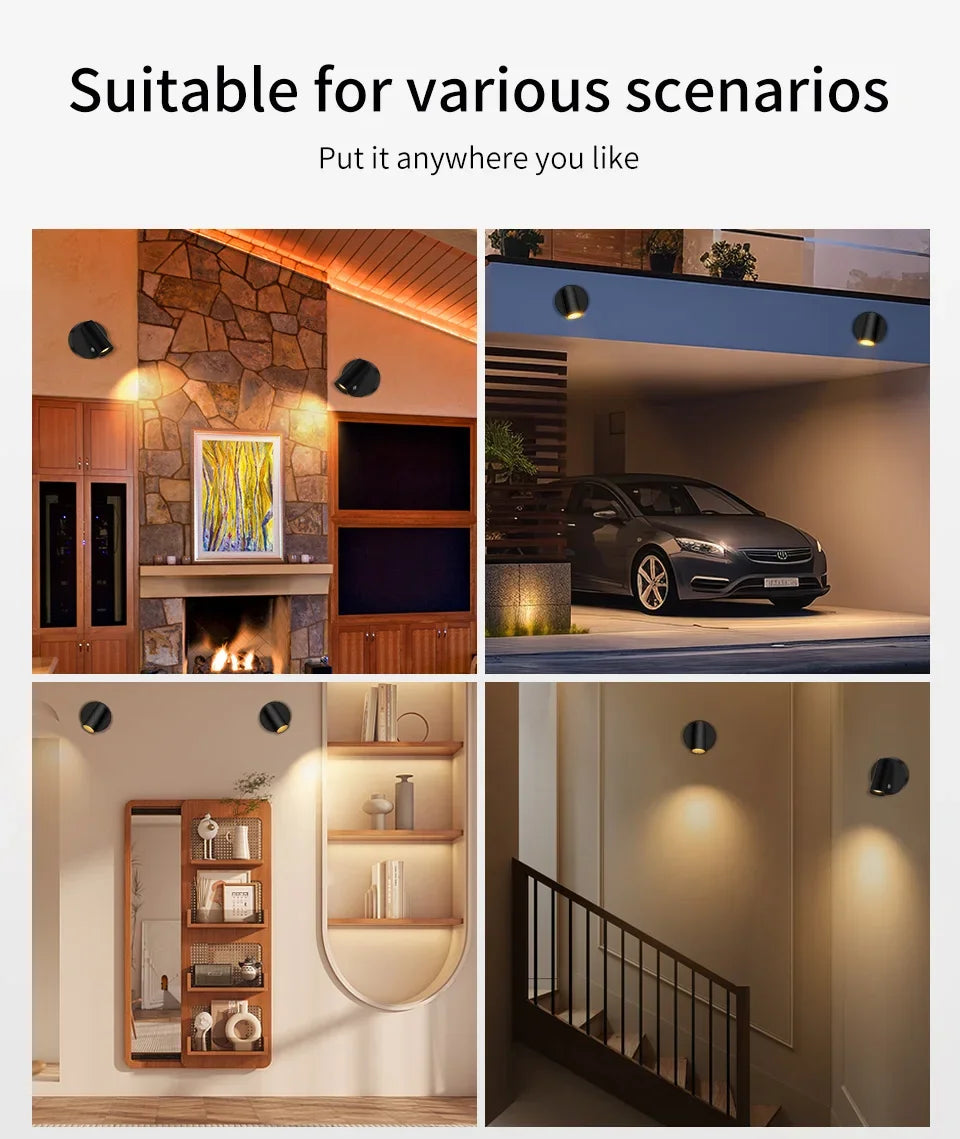 LED Wireless Spotlight Type-C Rechargeable Magnetic Wall Lamp