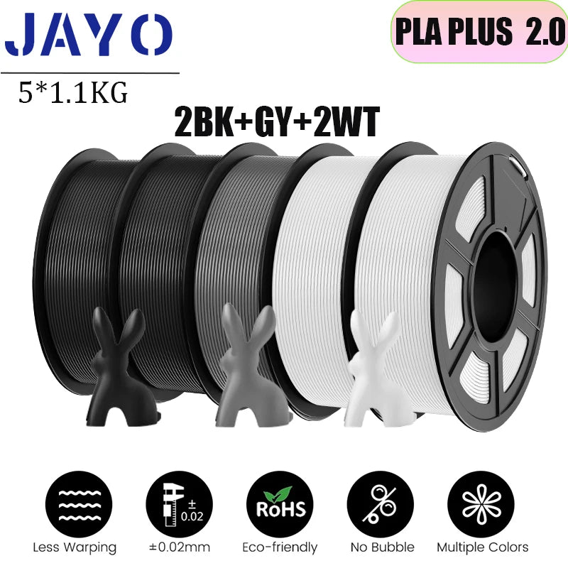 JAYO 5Rolls PLA/PLA Plus/petg/ABS/TPU/PLA meta/PLAYG/HS-PLA 3D Printer Filament 1.75mm FDM 3D Printer Materials for 3D Printer