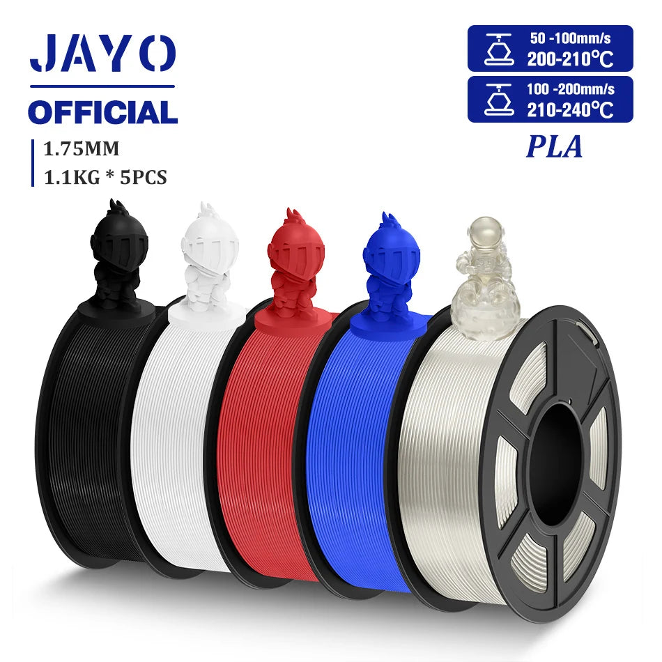 JAYO PLA Filament 1.75MM 5 Rolls/set 3D Printer Filament PLA For FDM 3D Printers Neatly Wound 3D Printing Filament Macaron Color