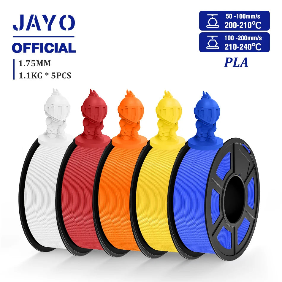 JAYO PLA Filament 1.75MM 5 Rolls/set 3D Printer Filament PLA For FDM 3D Printers Neatly Wound 3D Printing Filament Macaron Color