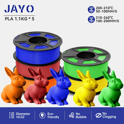 JAYO 5Rolls PLA/PLA Plus/petg/ABS/TPU/PLA meta/PLAYG/HS-PLA 3D Printer Filament 1.75mm FDM 3D Printer Materials for 3D Printer