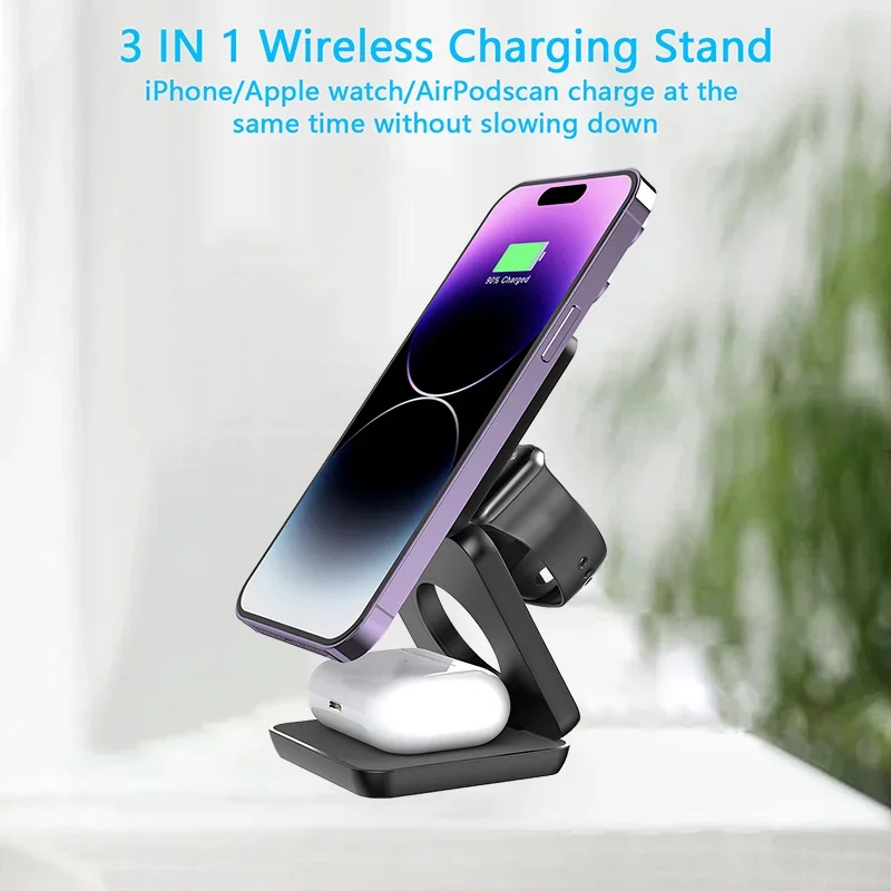 VIKEFON 3 in 1 Foldable Fast Wireless Charger