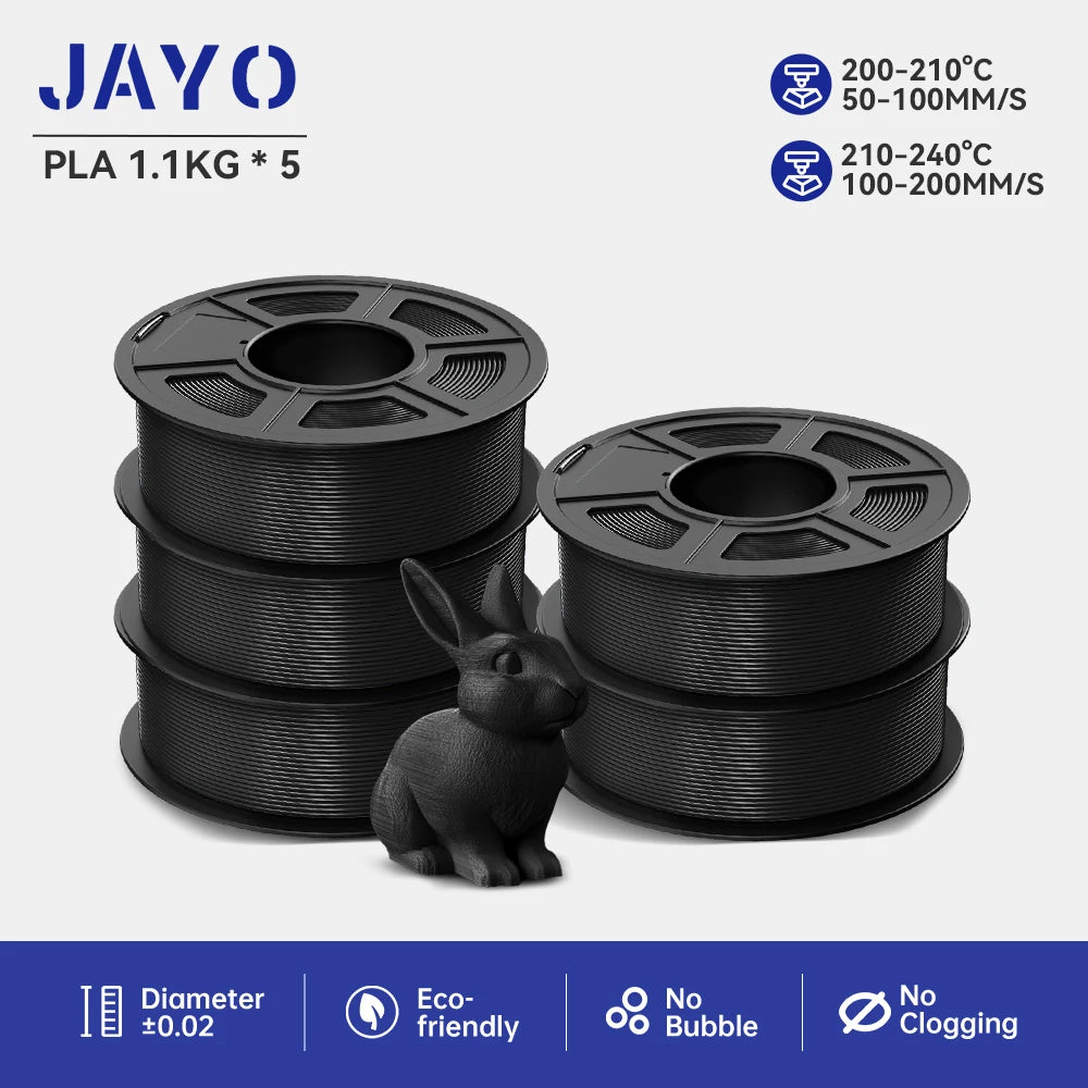 JAYO 5Rolls PLA/PLA Plus/petg/ABS/TPU/PLA meta/PLAYG/HS-PLA 3D Printer Filament 1.75mm FDM 3D Printer Materials for 3D Printer