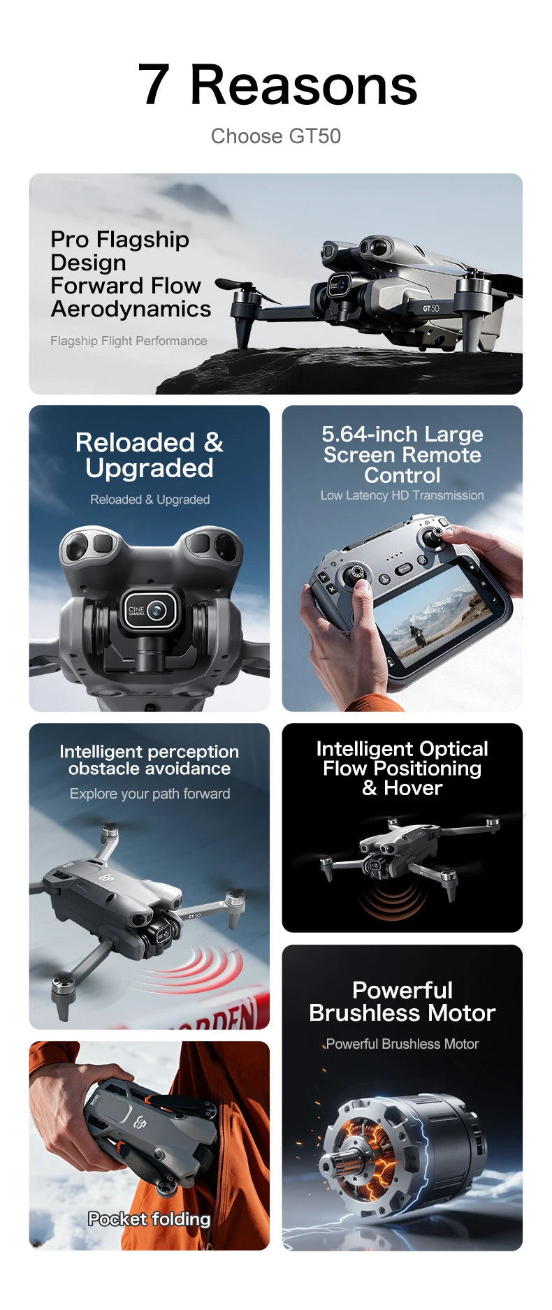 GT50 PRO RC Drone 8K HD Dual Cameras