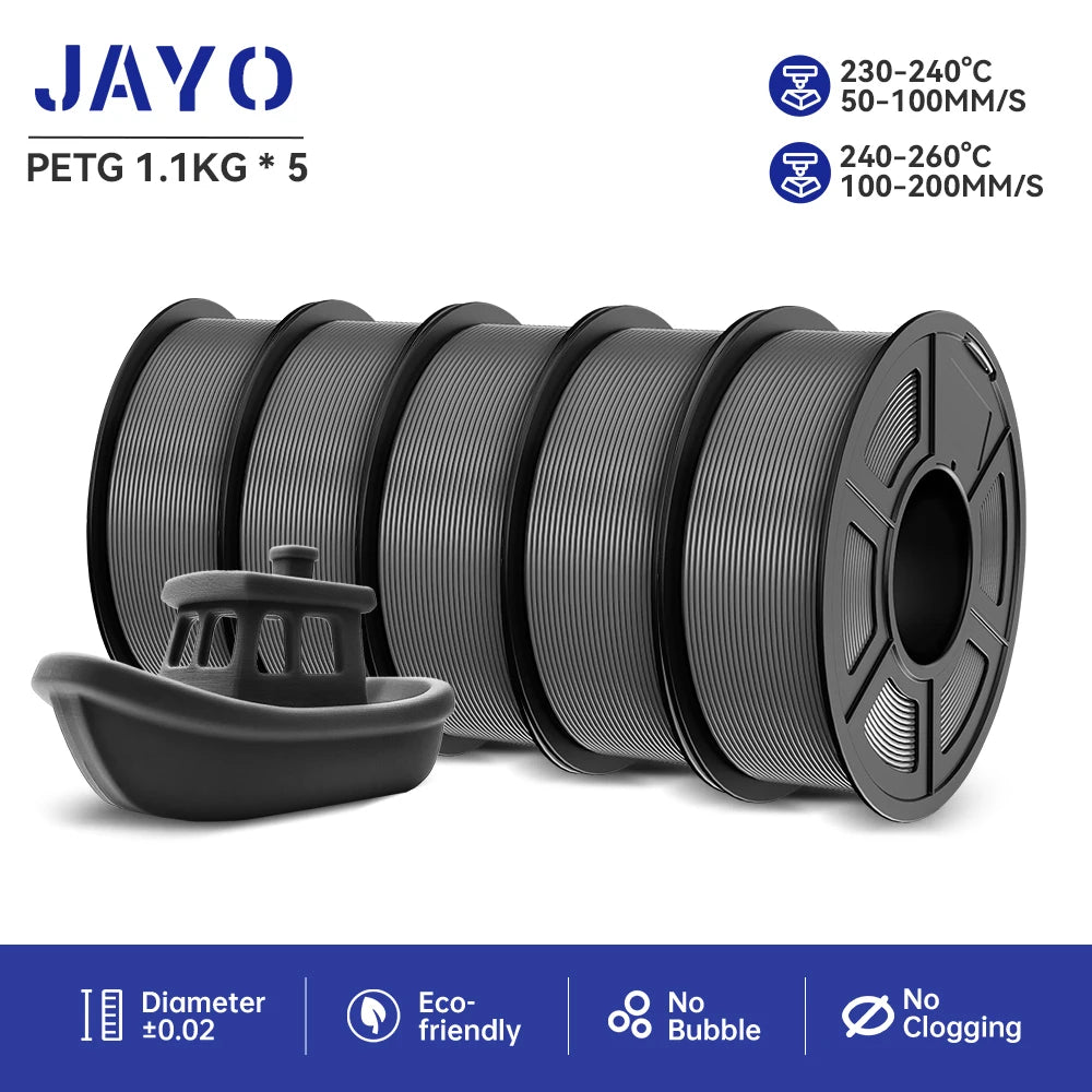 JAYO 5Rolls PLA/PLA Plus/petg/ABS/TPU/PLA meta/PLAYG/HS-PLA 3D Printer Filament 1.75mm FDM 3D Printer Materials for 3D Printer