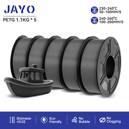 JAYO 5Rolls PLA/PLA Plus/petg/ABS/TPU/PLA meta/PLAYG/HS-PLA 3D Printer Filament 1.75mm FDM 3D Printer Materials for 3D Printer