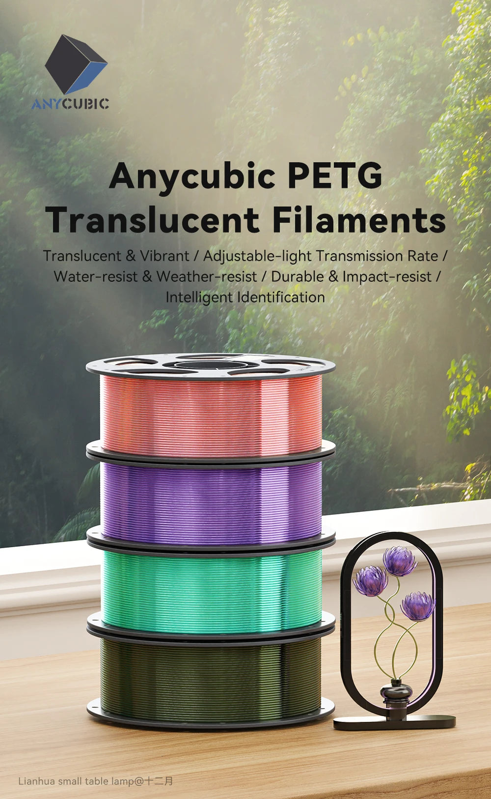 ANYCUBIC PETG PLA Transparent 3D Printer Filament Multicolor 1.75mm 3D Printer Filament For Kobra 3 Combo S1C FDM 3D Printer
