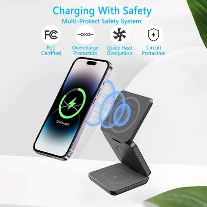 VIKEFON 3 in 1 Foldable Fast Wireless Charger