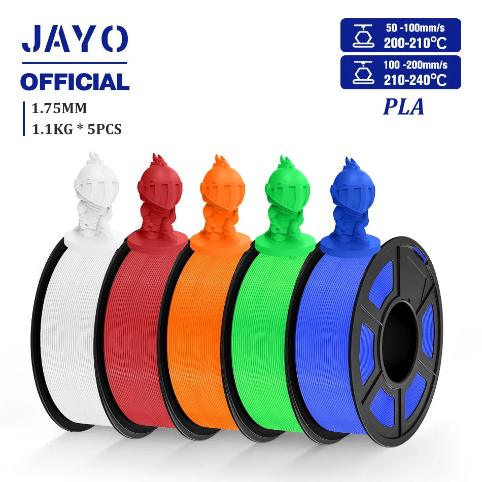 JAYO PLA Filament 1.75MM 5 Rolls/set 3D Printer Filament PLA For FDM 3D Printers Neatly Wound 3D Printing Filament Macaron Color