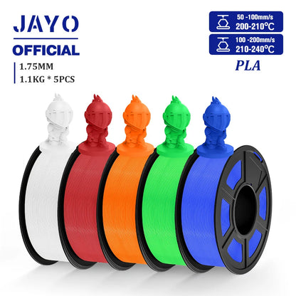 JAYO PLA Filament 1.75MM 5 Rolls/set 3D Printer Filament PLA For FDM 3D Printers Neatly Wound 3D Printing Filament Macaron Color
